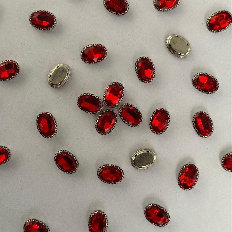 50 Pcs Acrylic Ellipse Red