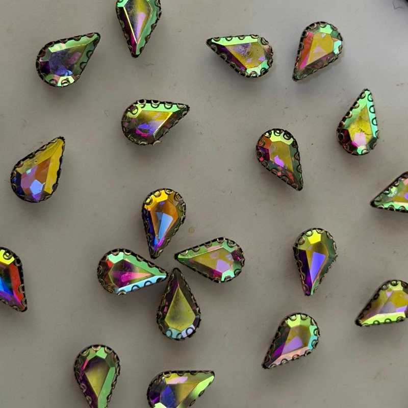 50 Pcs AB Teardrop Sew-on Stone