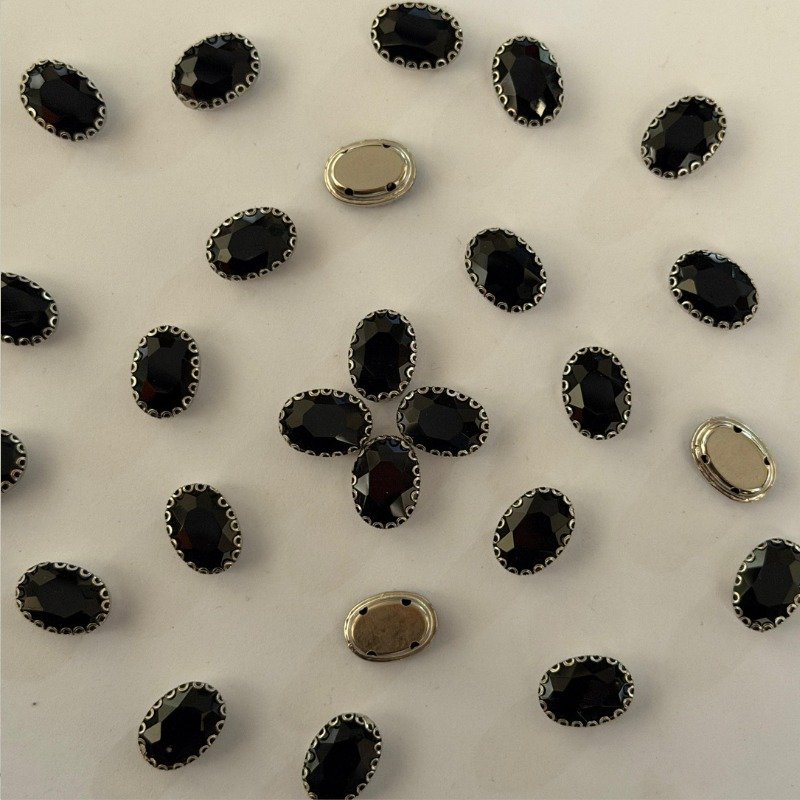 50 Pcs Acrylic Ellipse Black