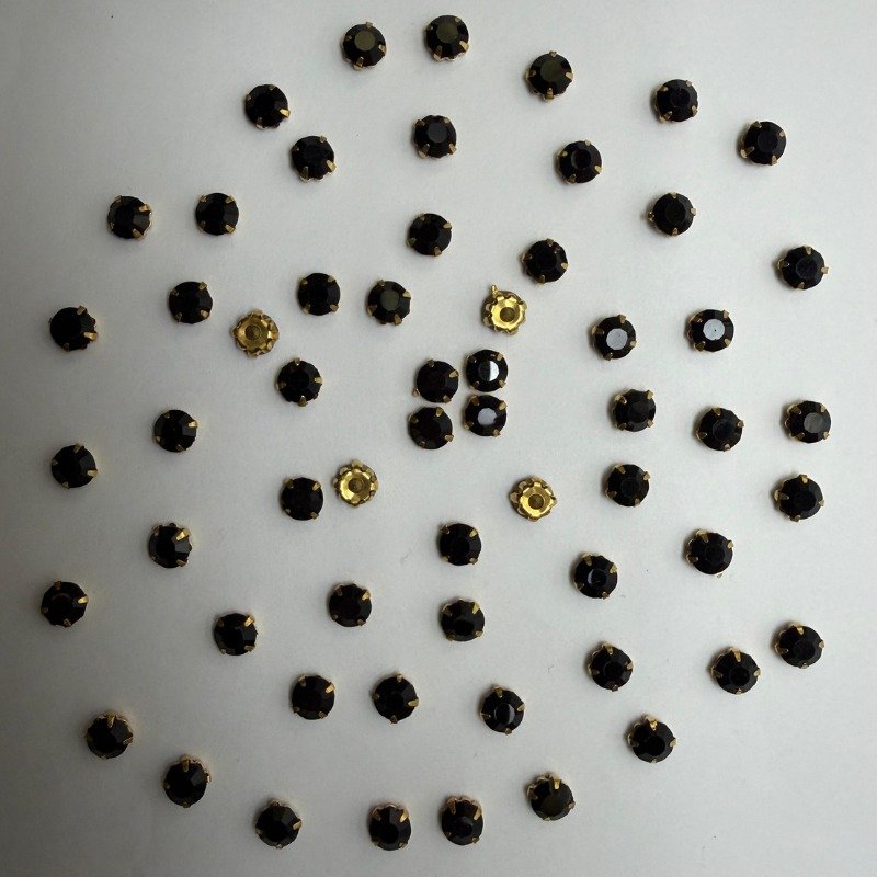 Black Round Crystal with Gold Claw Setting
