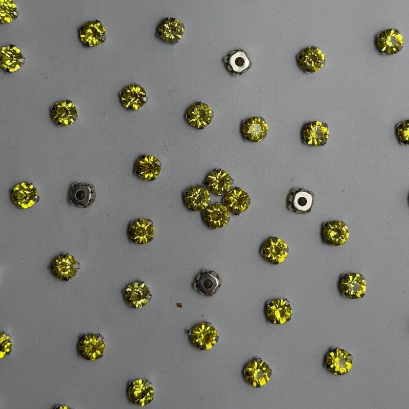 Yellow Round Crystal with Silver Claw Setting