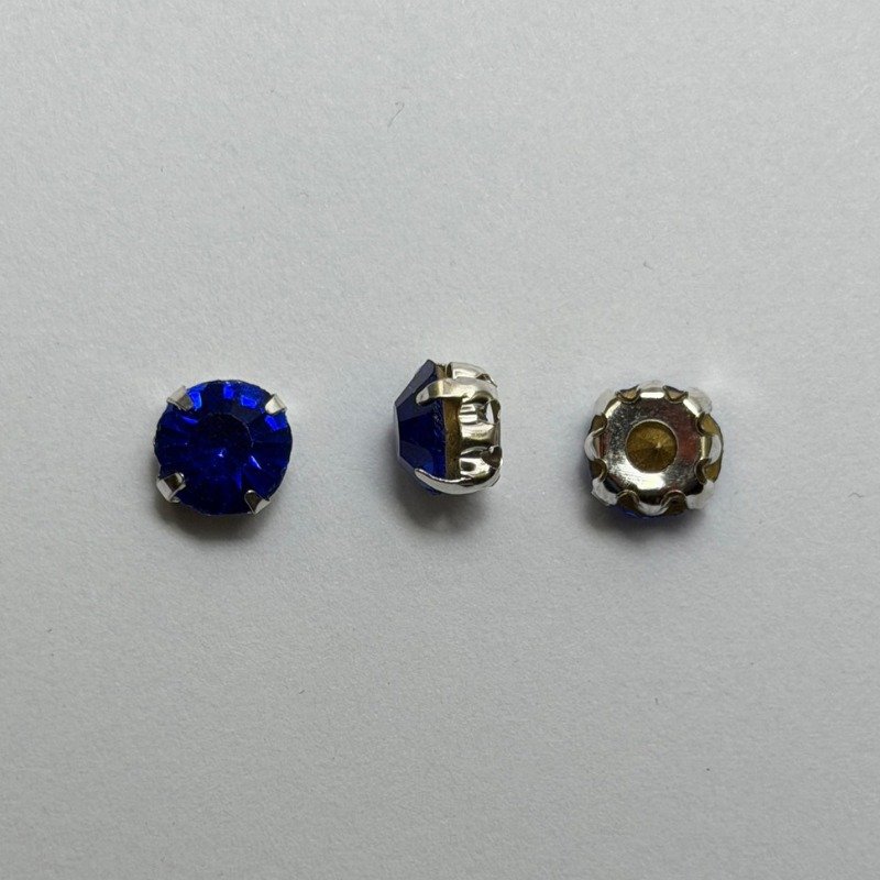 Blue Round Crystal with Silver Claw Setting