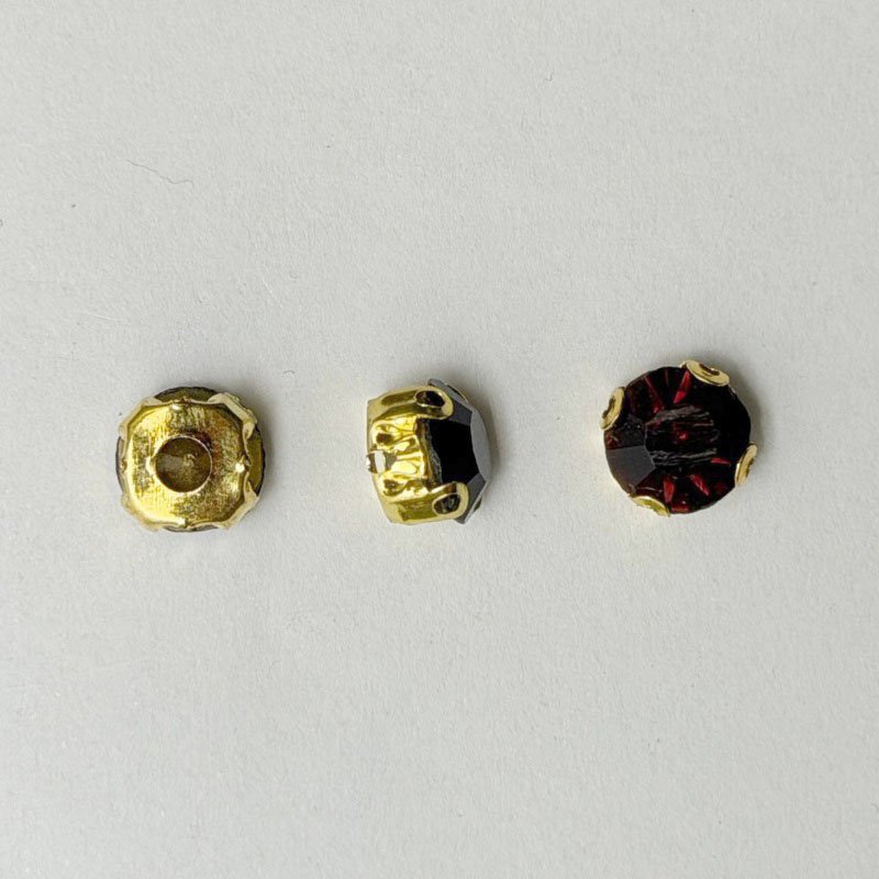 Maroon Round Crystal with Gold Claw Setting