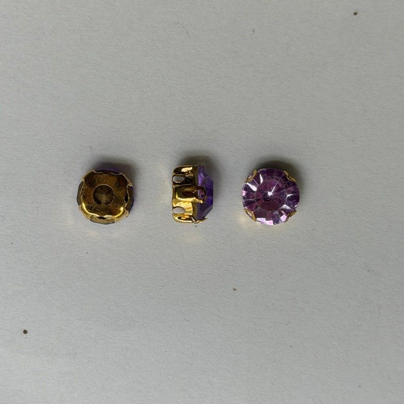 Purple Round Crystal with Gold Claw Setting